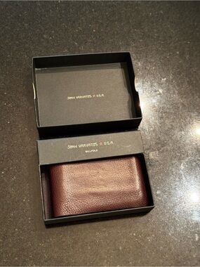John Varvatos Brown Pebbled Leather Bifold Wallet
